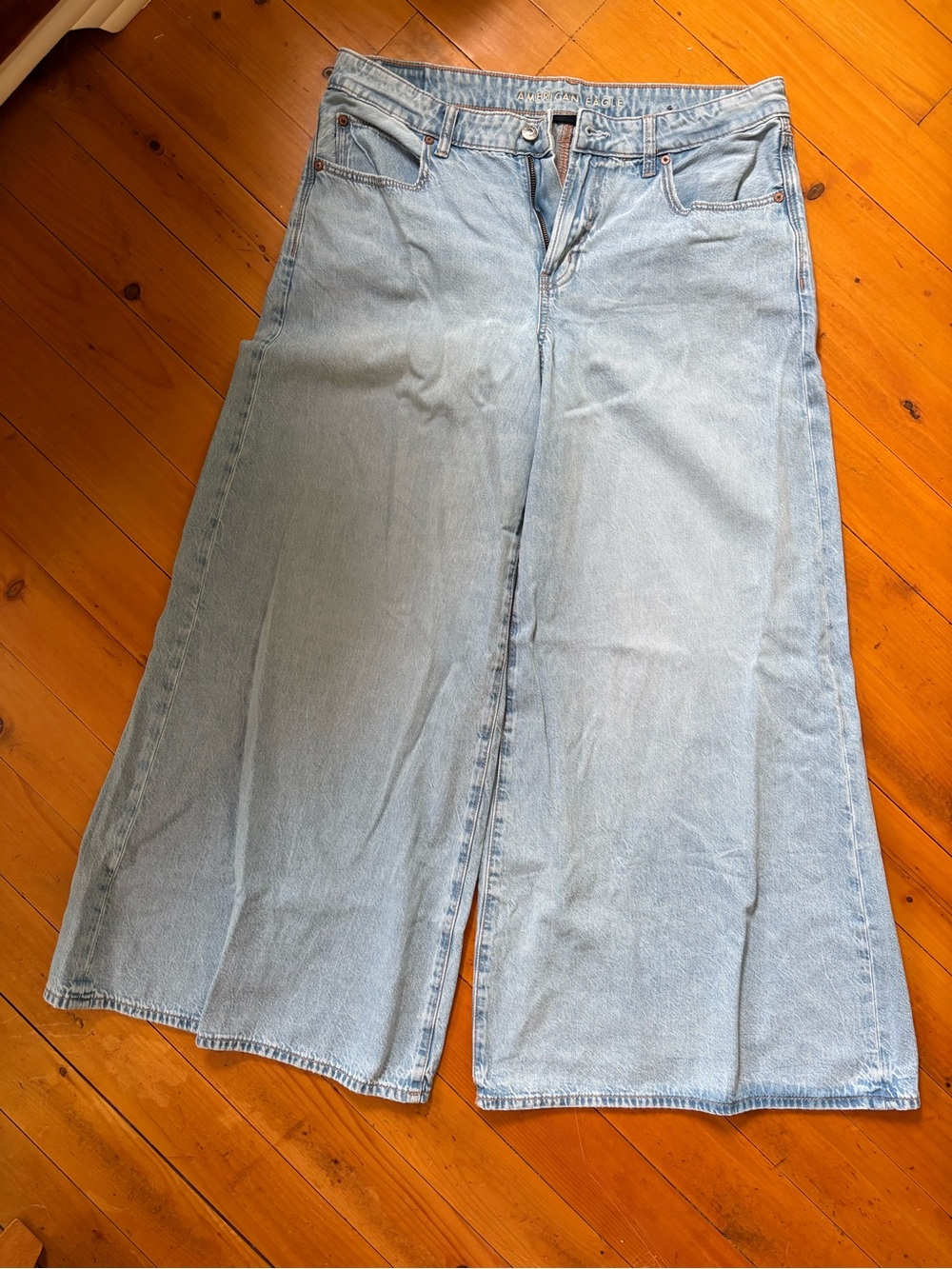 AE A-Line Light Blue Women's Wide-Leg Denim Jeans
